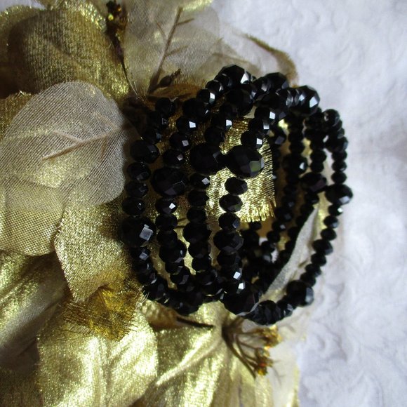 BLACK SHINY SPARKLE BRACELET (BEADED) – NWOT - Picture 4 of 15